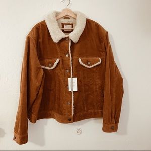 ASOS Curve Corduroy Jacket With Faux Sherpa Collar